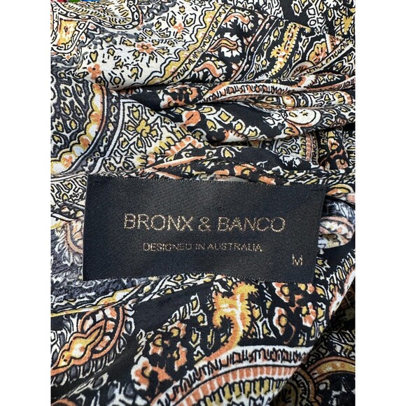 Bronx & Banco Sara Dress Size M Paisley Print One Shoulder Cutout Ruffle Hi Low - Picture 14 of 16